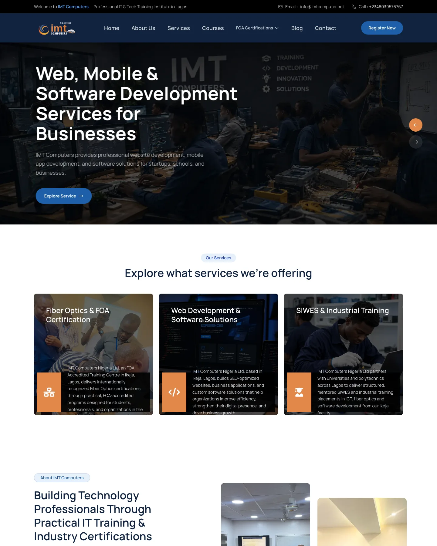 IMT Computers website shown on desktop and mobile
