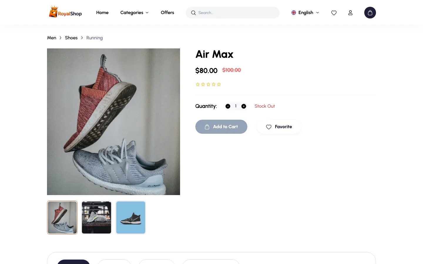 RoyalShop website: Product Detail & Image Gallery