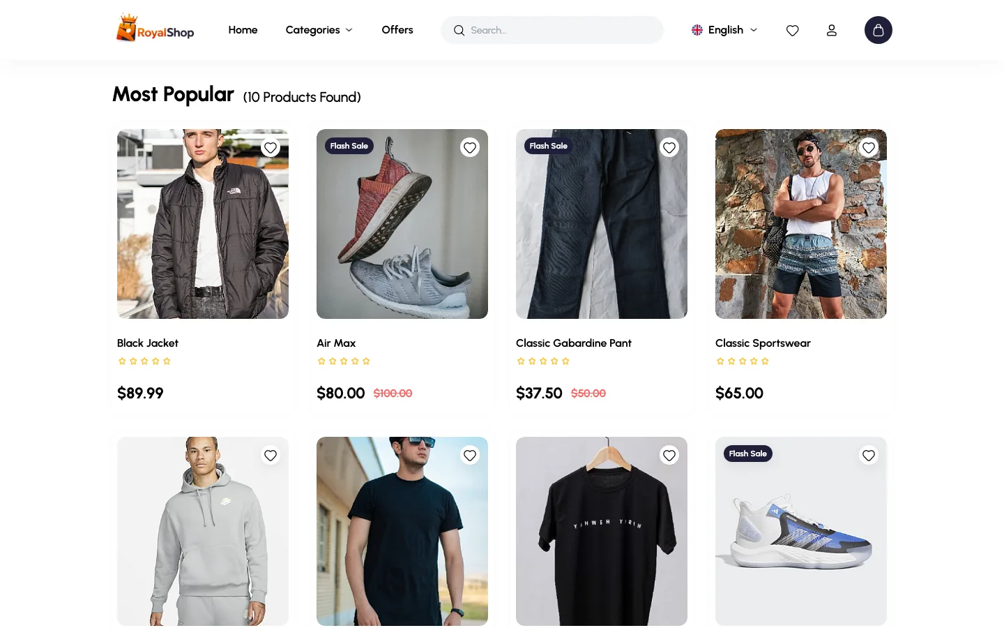 RoyalShop website: Most Popular Products