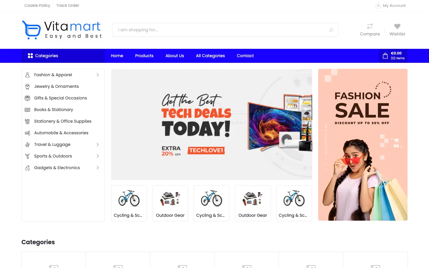 Homepage of the Vitamart website (mgl.websitedeveloper.tech)